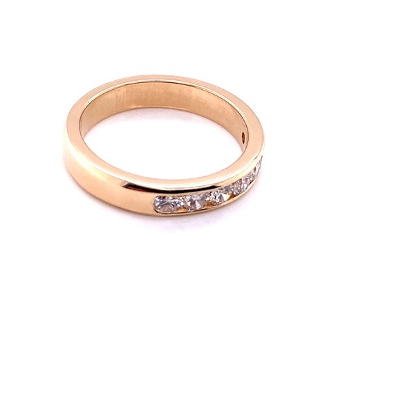 14K Solid Yellow Gold Diamond Channel Set Diamond Ring - Picture 3 of 5